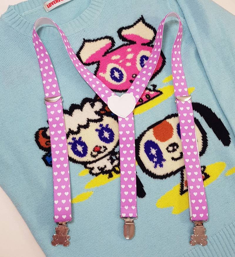 Aomoji Decora Niedlichen Herzen Und Teddy Clip Hosenträger von ChaoticCandyClothing
