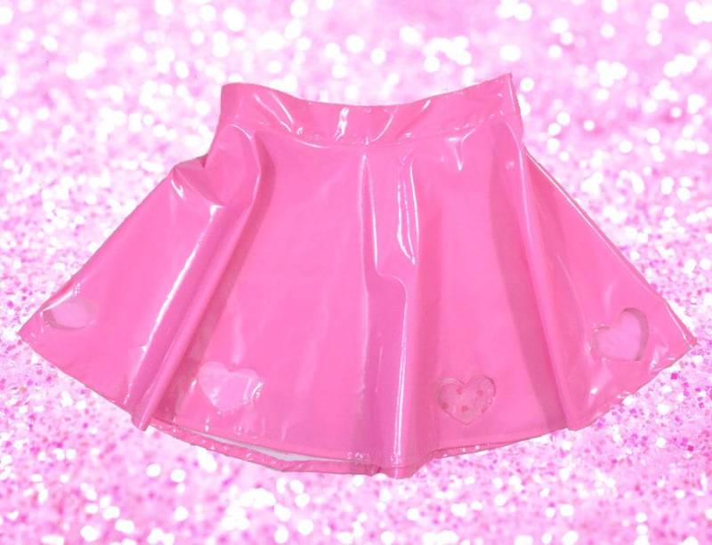 Bubble Goth Princess Pvc Herz Ausgeschnitten Skater Rock Pink von ChaoticCandyClothing