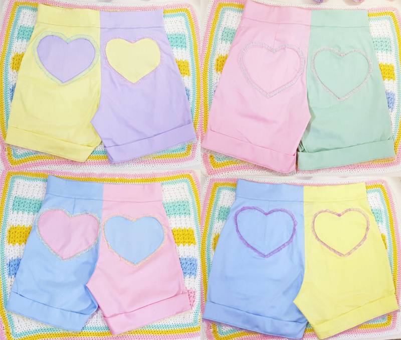 Mix & Match "Masculine' Lässige Heart Breaker Pastel Shorts - Wählen Sie Ihre Farben von ChaoticCandyClothing