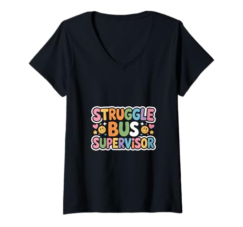 Damen Struggle Bus Supervisor Schultransportfahrer |- T-Shirt mit V-Ausschnitt Damen Struggle Bus Supervisor Schultransportfahrer |- T-Shirt mit V-Ausschnitt von Chaotische Morgenbusfahrer Routine