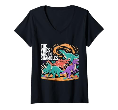 Damen The Vibes Are In Shambles Chaos Energy Meme - T-Shirt mit V-Ausschnitt Damen The Vibes Are In Shambles Chaos Energy Meme - T-Shirt mit V-Ausschnitt von Chaotische Vibes Meme -Kultur