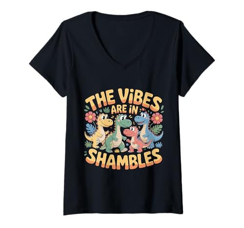 Damen The Vibes Are In Shambles Chaos Energy Meme |- T-Shirt mit V-Ausschnitt Damen The Vibes Are In Shambles Chaos Energy Meme |- T-Shirt mit V-Ausschnitt von Chaotische Vibes Meme -Kultur