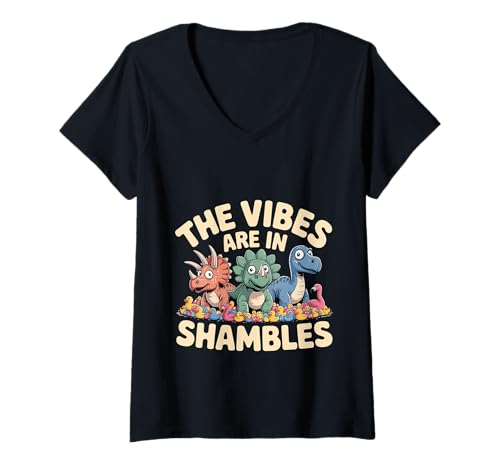 Damen The Vibes Are In Shambles Chaos Energy Meme |- T-Shirt mit V-Ausschnitt Damen The Vibes Are In Shambles Chaos Energy Meme |- T-Shirt mit V-Ausschnitt von Chaotische Vibes Meme -Kultur
