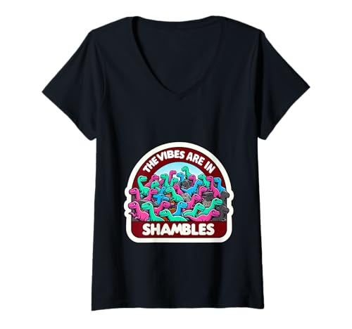 Damen The Vibes Are In Shambles Chaos Energy Meme | - T-Shirt mit V-Ausschnitt Damen The Vibes Are In Shambles Chaos Energy Meme | - T-Shirt mit V-Ausschnitt von Chaotische Vibes Meme -Kultur