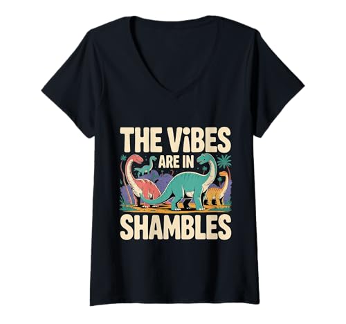 Damen The Vibes Are In Shambles Chaos Energy Meme |||- T-Shirt mit V-Ausschnitt Damen The Vibes Are In Shambles Chaos Energy Meme |||- T-Shirt mit V-Ausschnitt von Chaotische Vibes Meme -Kultur