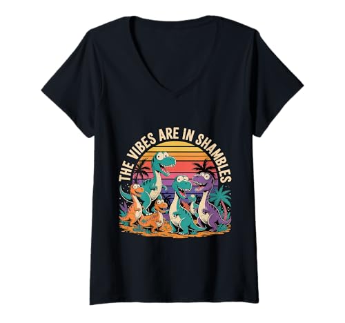 Damen The Vibes Are In Shambles Chaos Energy Meme |- T-Shirt mit V-Ausschnitt Damen The Vibes Are In Shambles Chaos Energy Meme |- T-Shirt mit V-Ausschnitt von Chaotische Vibes Meme -Kultur