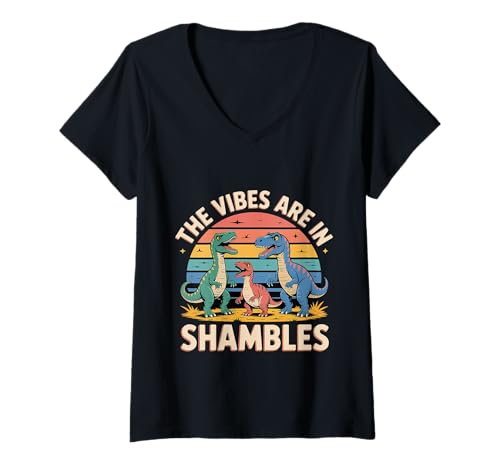 Damen The Vibes Are In Shambles Chaos Energy Meme - T-Shirt mit V-Ausschnitt Damen The Vibes Are In Shambles Chaos Energy Meme - T-Shirt mit V-Ausschnitt von Chaotische Vibes Meme -Kultur