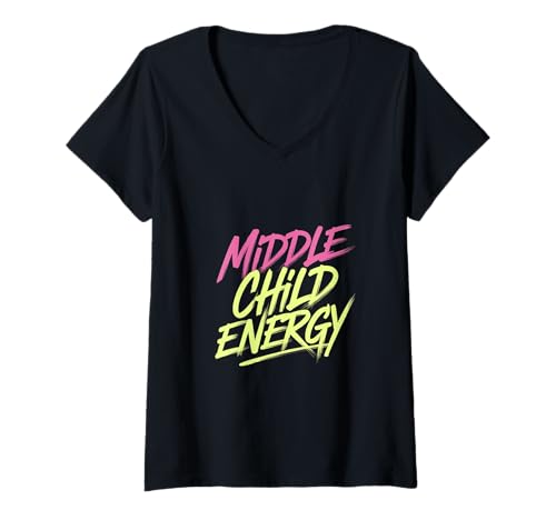 Damen Middle Child Energy Relatable Sibling Life - T-Shirt mit V-Ausschnitt Damen Middle Child Energy Relatable Sibling Life - T-Shirt mit V-Ausschnitt von Chaotischer Liebling des mittleren Kindes