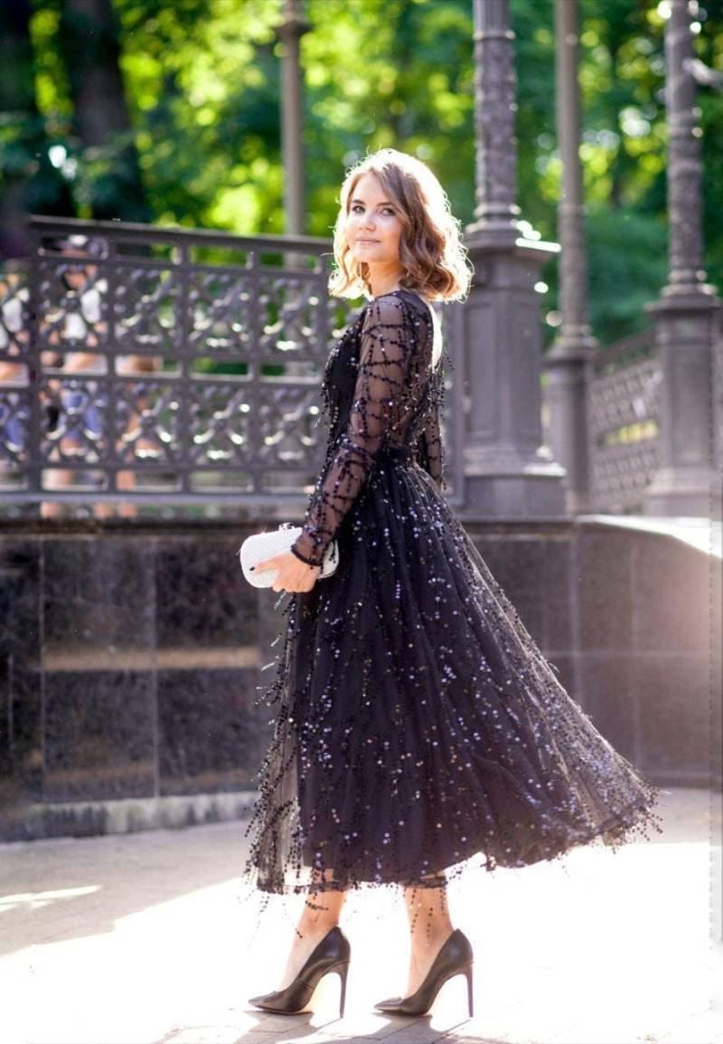 Schwarzes Abendkleid Kurzes Cocktailkleid Pailletten-Abendkleid Vintage Pailletten-Kleid Festliche Robe Das Kleine Schwarze von ChapDresses