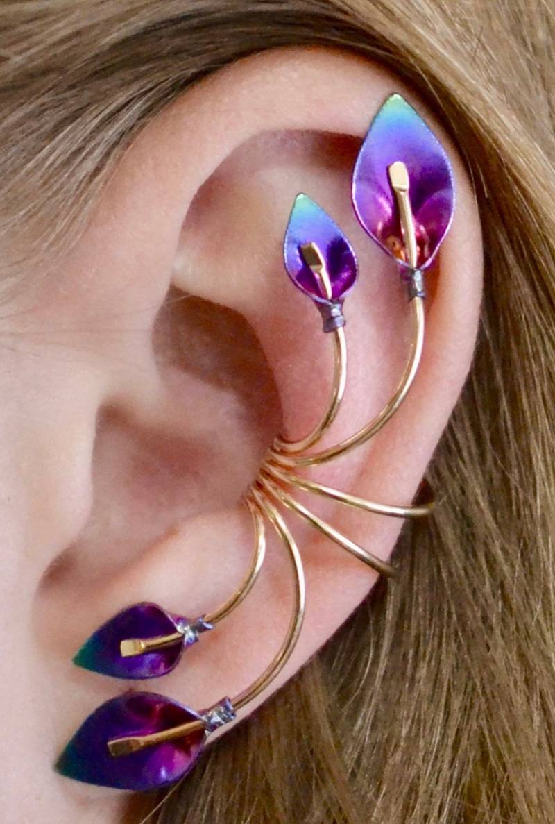 Calla Lilie Ohrspray Ohr Wickeln Ohrmanschette Ohrkriecht Silber Gold Ohne Piercing von ChapmanJewelry