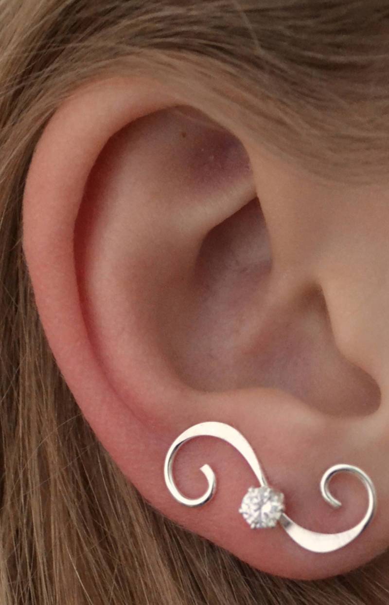 Curly Ohr Kletterer Wickeln Manschetten Silber Gold Sterling Am Ep23-Cz von ChapmanJewelry