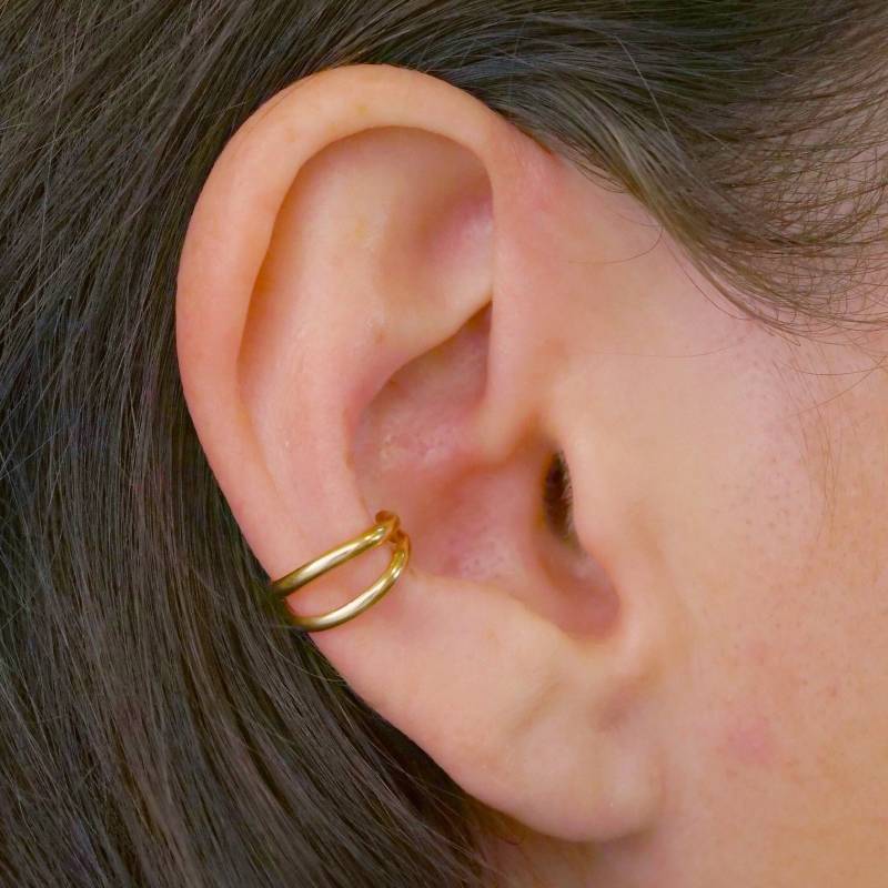 Doppel Band Ohrmanschette Sterling Silber Nicht Durchbohrt Fake-Piercing - Ec301 von ChapmanJewelry