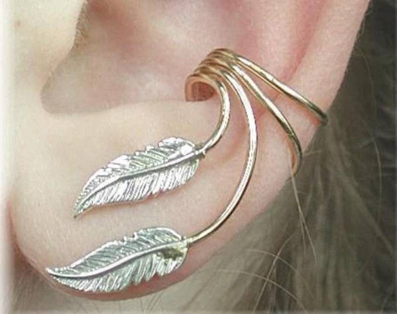 Feder Ohrmanschette 14K Gold Filled Draht & Sterling Silber von ChapmanJewelry