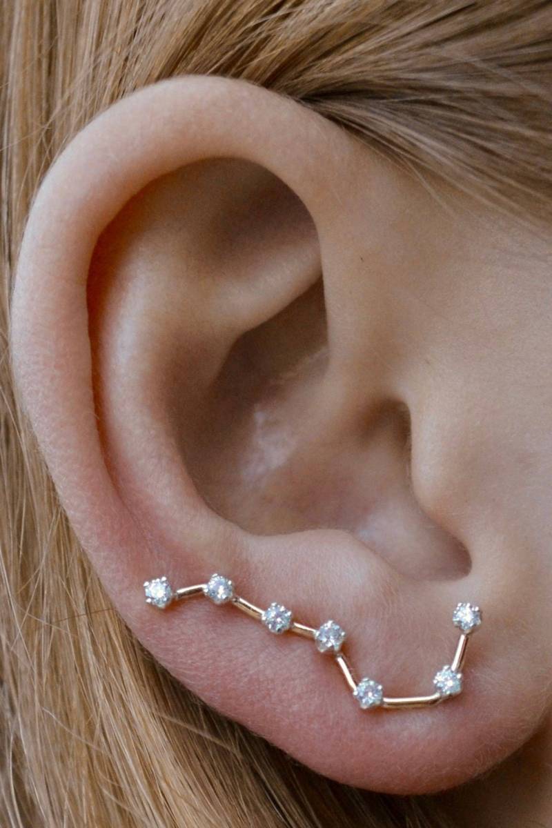 Großer Wagen Ohr Kletterer Pin Ohrring Gold Am Ep30 von ChapmanJewelry