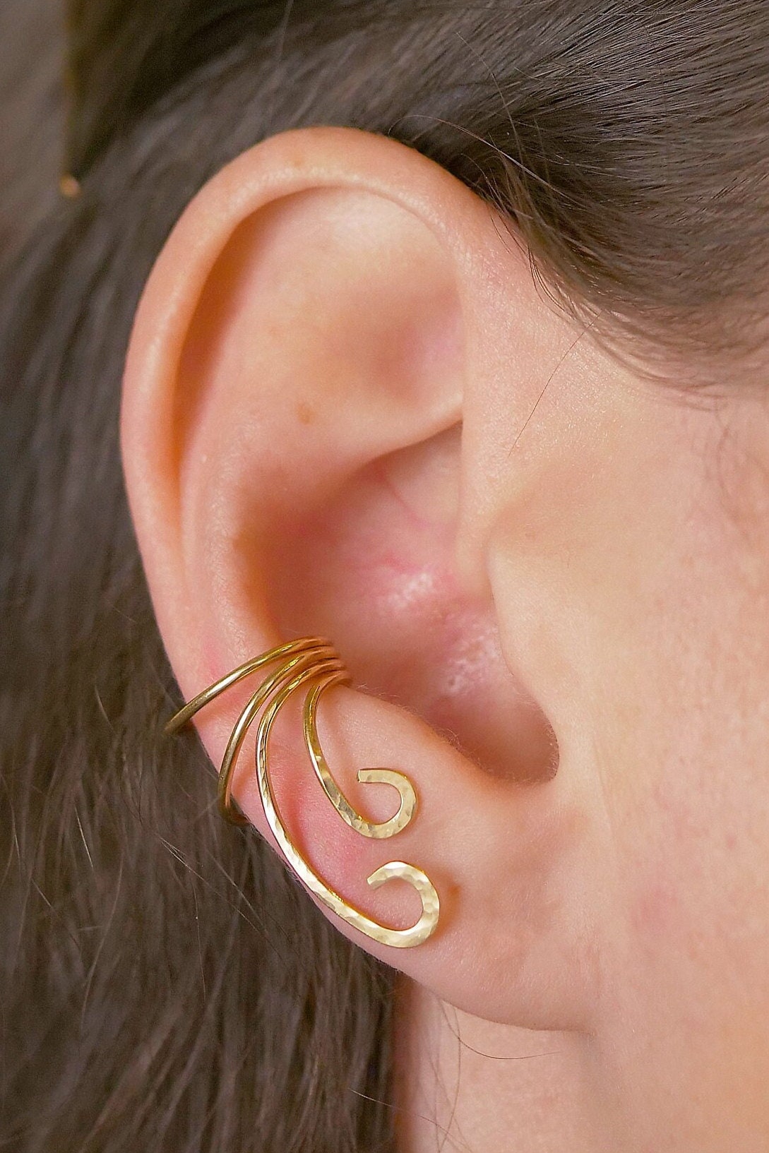 Locken Ohrmanschette Gold Filled Oder Sterling Silber Ew102 von ChapmanJewelry