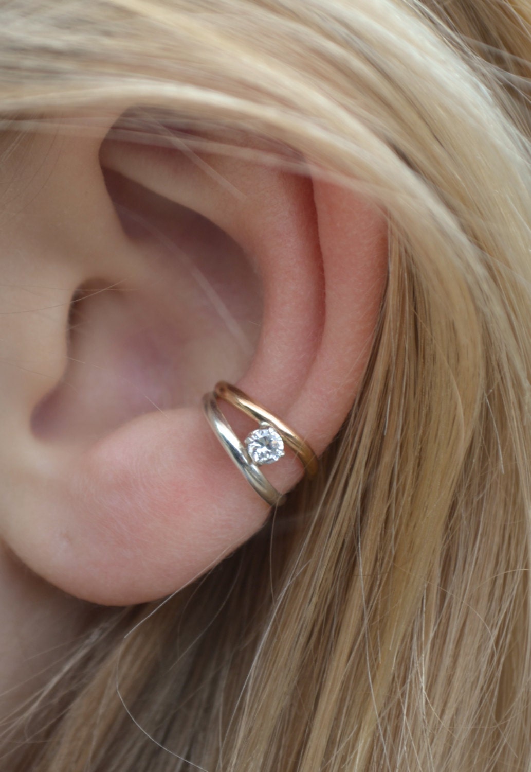 Ohrmanschette Doppelband Mit Cz Nicht Durchbohrter Ohrschmuck Ec307 von ChapmanJewelry