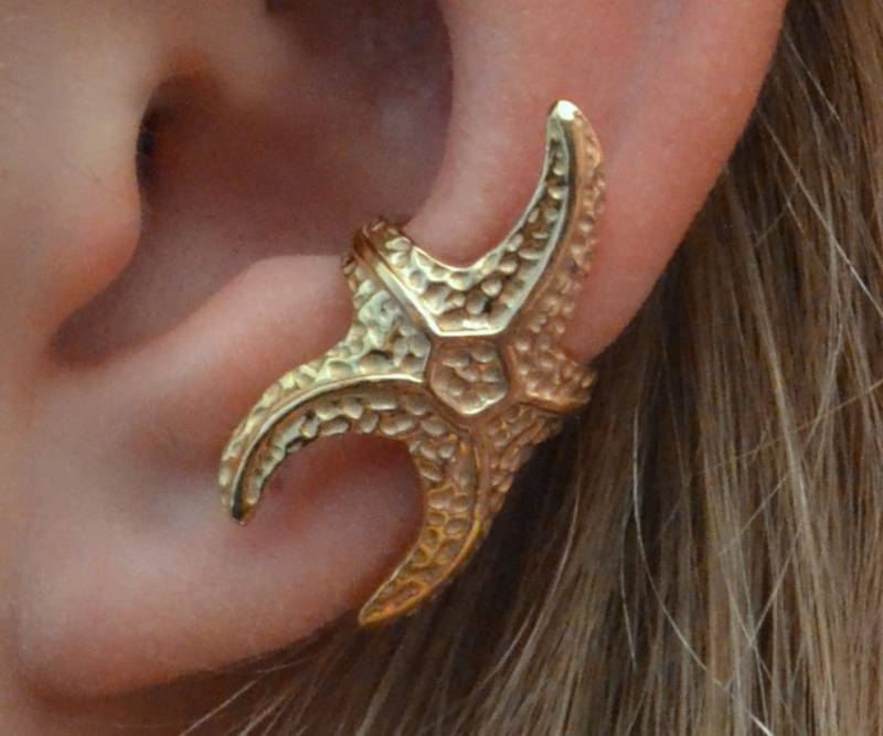 Ohrmanschette Steampunk Seestern Gold Vermeil Einseitig von ChapmanJewelry