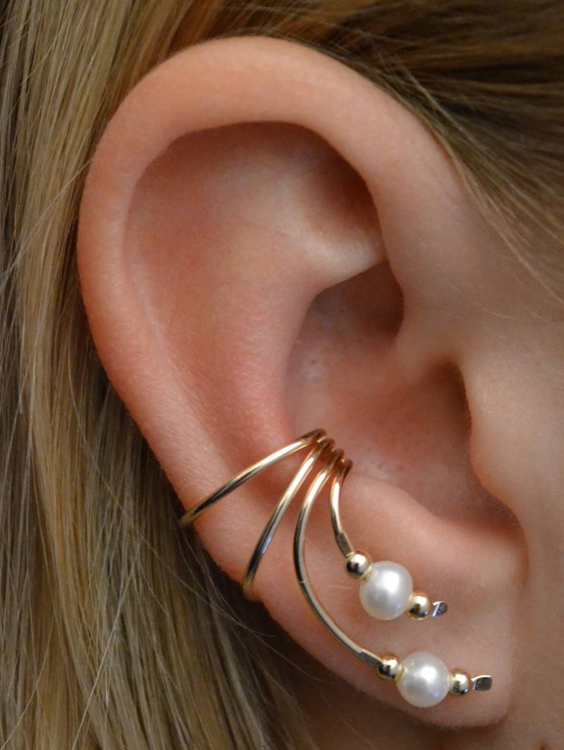 Perle Ohrring Perlenohrring Perlen Ohrmanschette Ohrmanschetten Ohr Wickeln Ohne Piercing Hochzeit Ohrschmuck Ew120-P von ChapmanJewelry