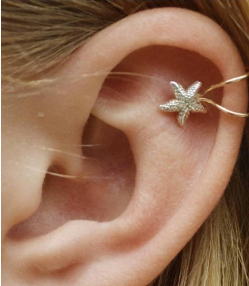 Seestern Ohrmanschette Helix-Ohrmanschette Knorpel Schmuck Ohrmanschetten Gold Ec817 von ChapmanJewelry