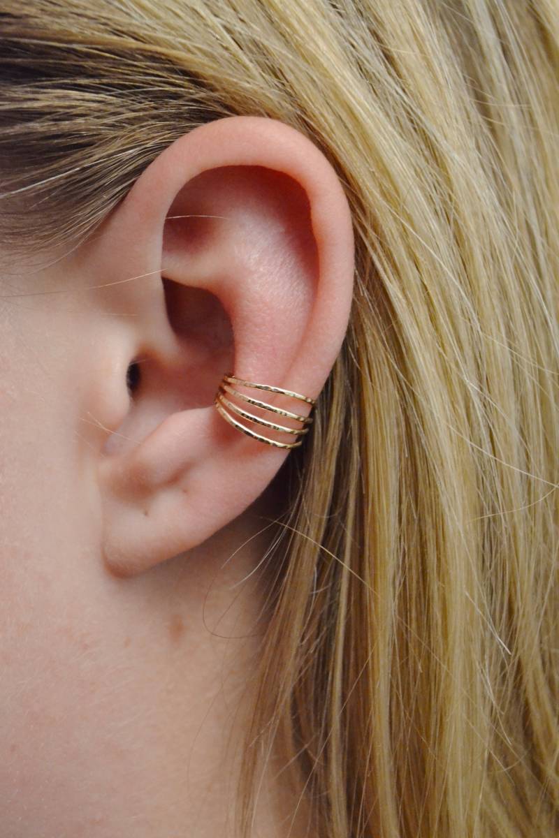 Vier-Draht Ohrmanschette Gold Silber Ohr Wickeln Kein Piercing Ohne Ec302 von ChapmanJewelry