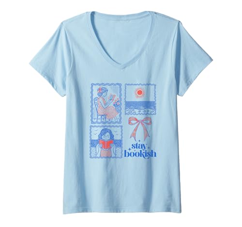 Damen Literary Girl Bookish Booktrovert Vintage Lustiges Lesegeschenk T-Shirt mit V-Ausschnitt von Chapter Keepers