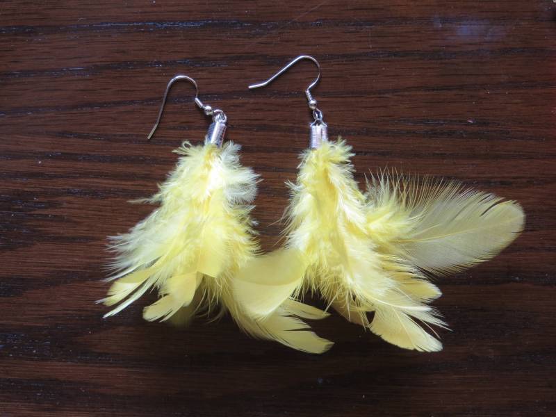 Feder Quasten Ohrringe in Grundfarben/Fun Bunt von CharDustJewelry