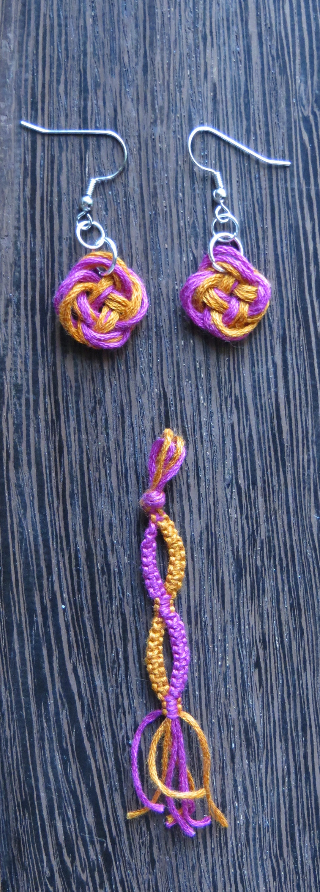 Makramee Doppel Helix Und Geknüpfte Ohrringe Schmuckset in Rosa Gold/Science Inspirierte Dna Nerdy Geschenke von CharDustJewelry