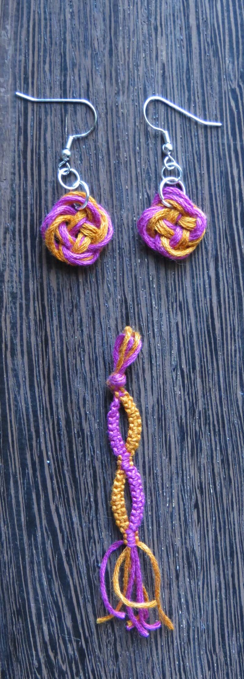 Makramee Doppel Helix Und Geknüpfte Ohrringe Schmuckset in Rosa Gold/Science Inspirierte Dna Nerdy Geschenke von CharDustJewelry