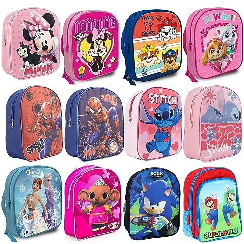 Characters Cartoons - Kinderrucksack für Mädchen Kindergarten Bing Disney Frozen Minnie Stitch Marvel Avengers Spiderman Gabby's Sonic, Minnie 0014 Rosa 3d von Characters Cartoons