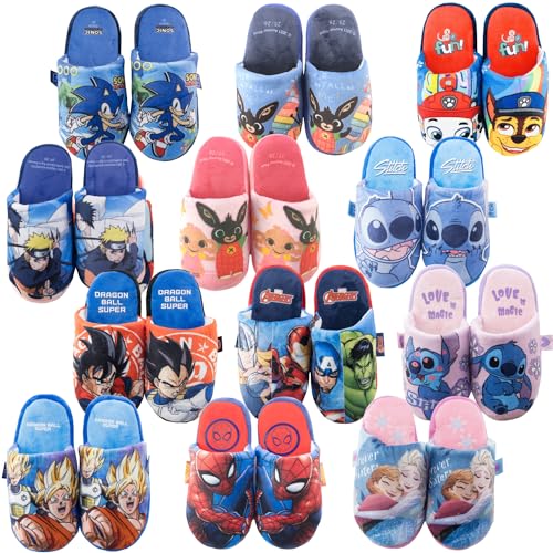 Characters Cartoons - Mädchen Jungen - Weich gepolsterte Hausschuhe - Bing Frozen Marvel Avengers Spiderman Sonic Naruto Ladybug Cry Babies Minnie Paw Patrol, 14728 Frozen Multicolor, 28/29 EU von Characters Cartoons