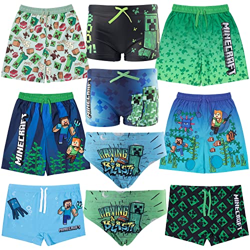 Characters Cartoons Minecraft – Badeshorts Boxershorts Parigamba Slip Meer Pool – Frühling Sommer – offizielles Lizenzprodukt, Parigamba 60952 Hellblau, 6 Jahre von Characters Cartoons