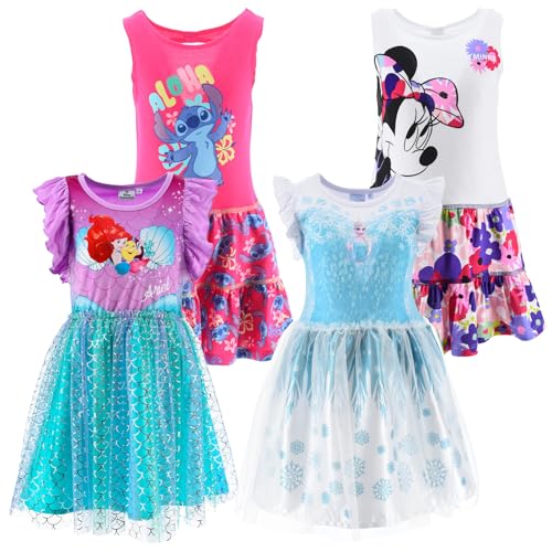 Characters Cartoons Sommerkleid für Mädchen Cartoons | Muster Baumwolle oder Tüll Prinzessin | Farbenfrohes leichtes Kleid, 10075 Stitch Fuchsia, 8 Jahre von Characters Cartoons