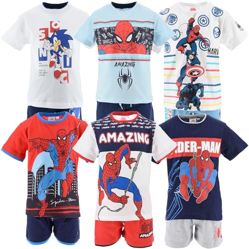 Characters Cartoons Spiderman Marvel Avengers – Kinder-Set, 2 Stück T-Shirt und Hose – Frühling Sommer, 1212 Spiderman Weiß, 8 Jahre von Characters Cartoons