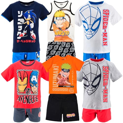 Characters Cartoons Spiderman Marvel Avengers – Kinder-Set, 2 Stück T-Shirt und Hose – Frühling Sommer, 1212 Spiderman Weiß, 8 Jahre von Characters Cartoons