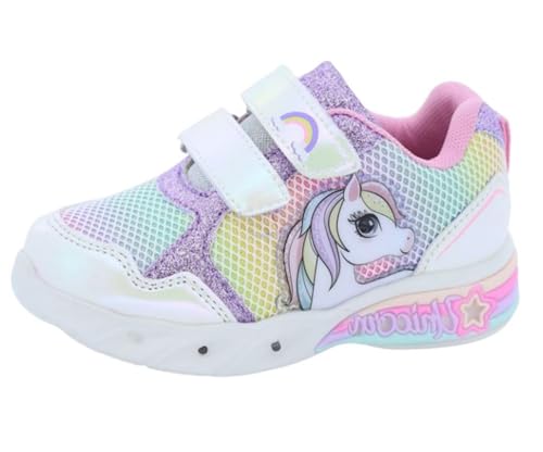 Einhorn Schuhe Lichter Mädchen von 25 bis 33, silber / schwarz, 26 EU von Characters Cartoons