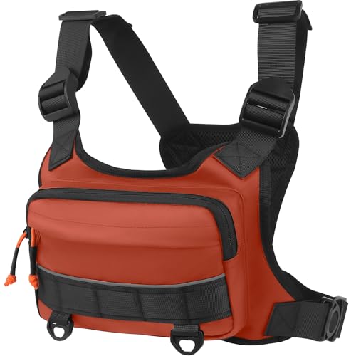 Chardime Brusttasche für Damen und Herren, viel Stauraum, wasserabweisend, Laufbrusttasche, Orange/Abendrot im Zickzackmuster (Sunset Chevron), 9.8Inches X 6.0 Inches X 2 Inches, 005 von Chardime