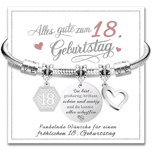 18. Geburtstag Mädchen Junge, Armband Geschenk zum 18 Geburtstag Mädchen Junge Deko Geburtstagsgeschenk Geburtstag Geschenke von Charfia