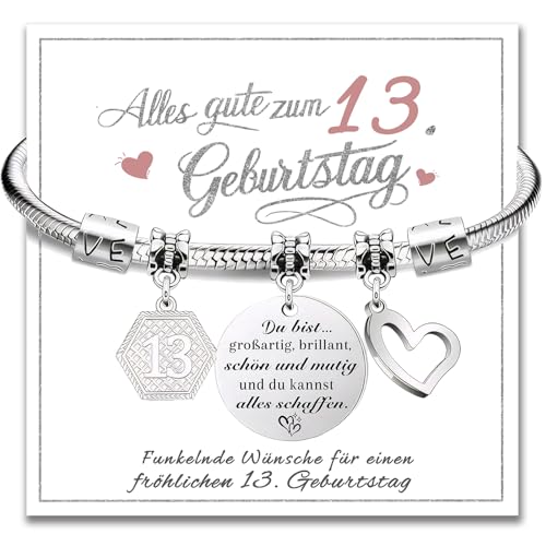 Charfia 13 Geburtstag Mädchen, Armband Teenager Geschenke für 13 Jährige Geschenk Mädchen 13 Jahre zum Geburtstag für Tochter Freundin von Charfia