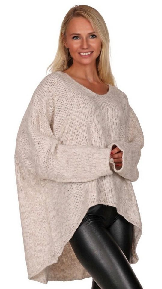Charis Moda Hoodie Strickpullover asymmetrischer Schnitt im Oversize Look von Charis Moda