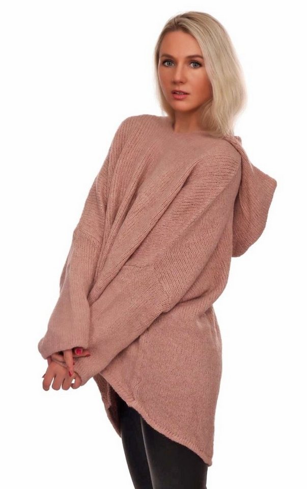 Charis Moda Hoodie Strickpullover asymmetrischer Schnitt im Oversize Look von Charis Moda