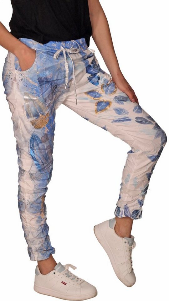 Charis Moda Jogger Pants Hose mit Tunnelzugschnürung modisches Blätter Design von Charis Moda