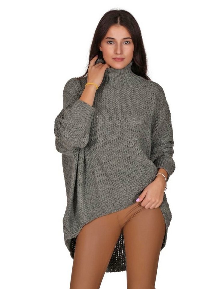 Charis Moda Longpullover Strickpullover Turtelneck Vorne kurz Hinten lang Classic von Charis Moda