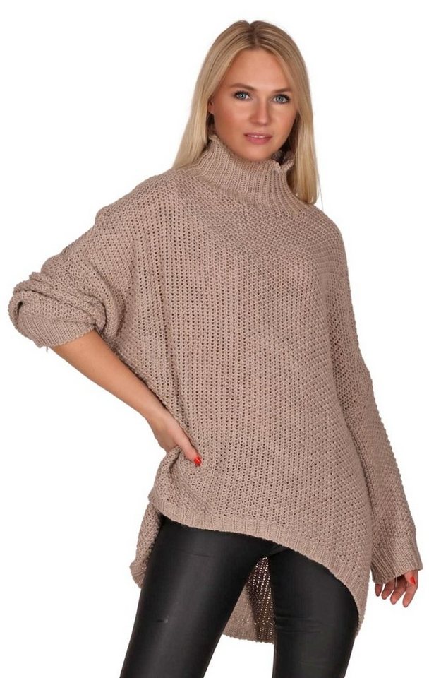 Charis Moda Longpullover Strickpullover Turtelneck Vorne kurz Hinten lang Classic von Charis Moda