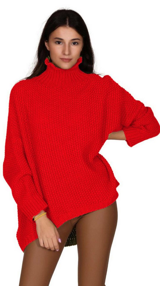 Charis Moda Longpullover Strickpullover Turtelneck Vorne kurz Hinten lang Classic von Charis Moda
