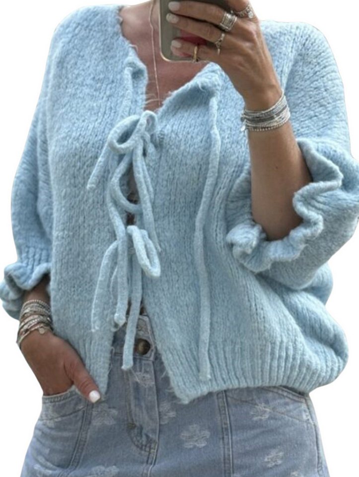 Charis Moda Rundhalspullover Pullover mit Schleifenbindung von Charis Moda