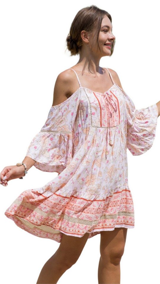 Charis Moda Sommerkleid Tunikakleid schulterfrei romantisch verspielt von Charis Moda