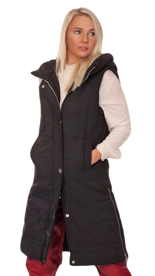 Charis Moda Steppweste Maxi Steppweste mit Kapuze von Charis Moda