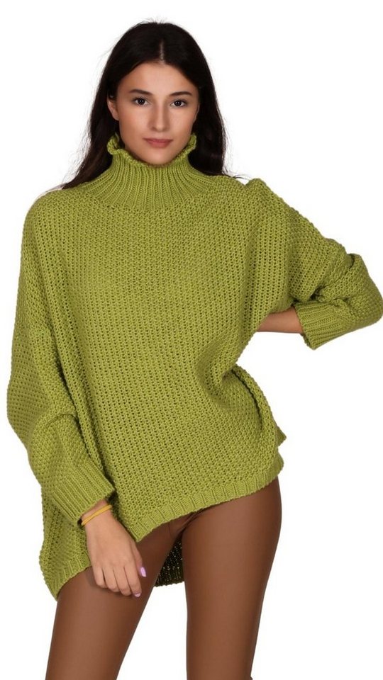 Charis Moda Longpullover Strickpullover Turtelneck Vorne kurz Hinten lang Classic von Charis Moda