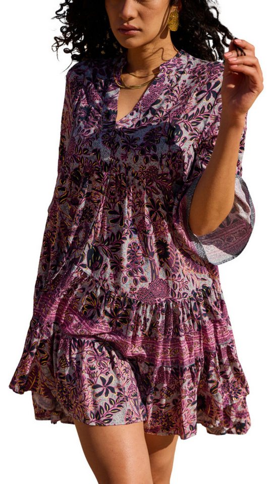 Charis Moda Tunikakleid Sommerkleid romantischer Boho Stil violet von Charis Moda