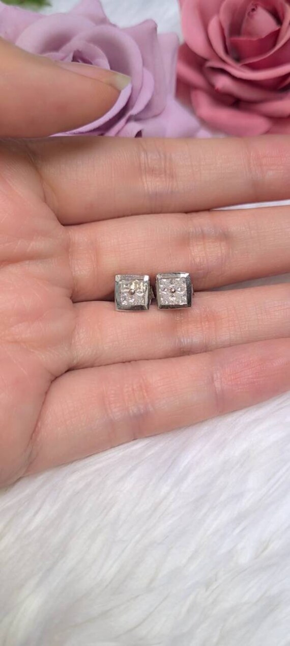Natürliche Weiße Zirkon Silber Ohrstecker, Platiniert Natürliche Weiße Zirkon Silber Ohrstecker, Platiniert von CharissaGemstone